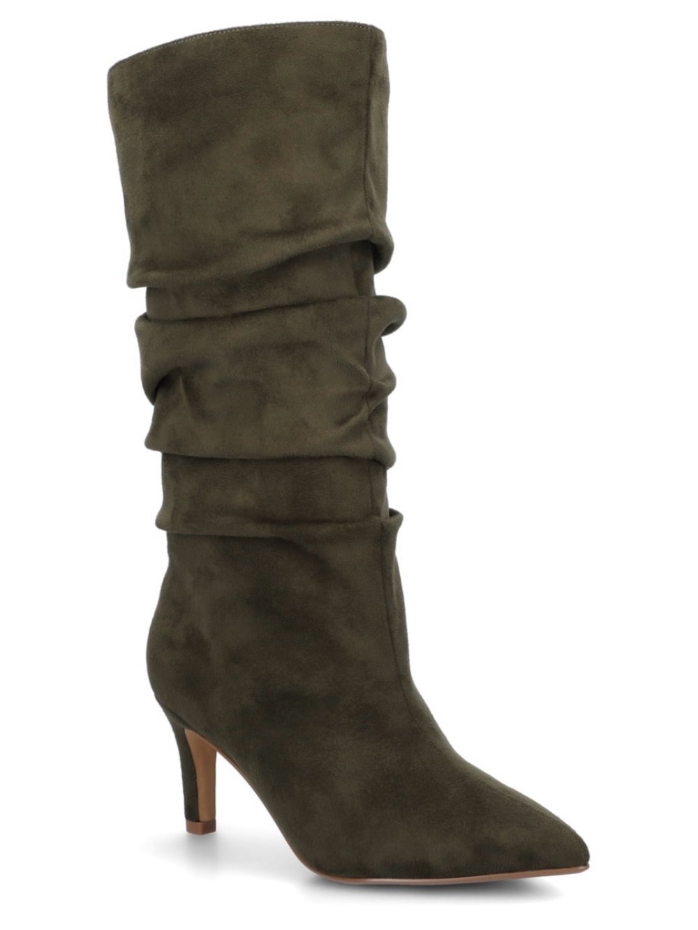 Journee Collection Olive Slouchy Mid-Calf Pointed Toe Heeled Boot (NEW-in Box)